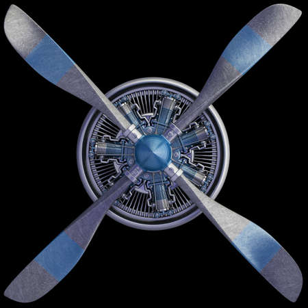 plane engine  isolated on black background. High resolution 3d render の写真素材