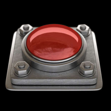 red button isolated on black background High resolution 3d render 