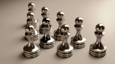 Chess background central figure-pawn 3d illustration. high resolution の写真素材