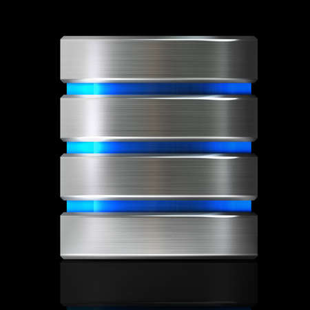 Hard disk and database icon isolated on black background. High resolution 3d 