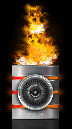 Hard disk and database icon Jet engine (TURBO MODE) isolated on black background. High resolution 3d の写真素材