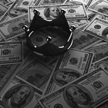 concept golden crown and dollars High resolution 3dの写真素材