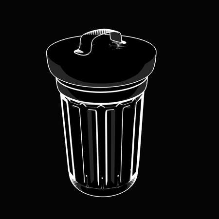 trash can. cartoon illustration outline. High resolution 3D の写真素材