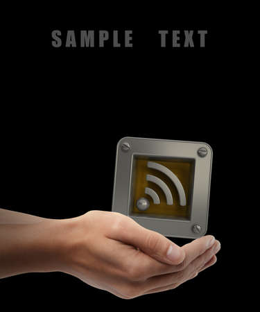 Man hand holding object isolated on black background. High resolution 