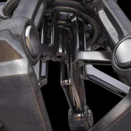 3d Crane mechanical hand on chain isolated on black background High resolution 