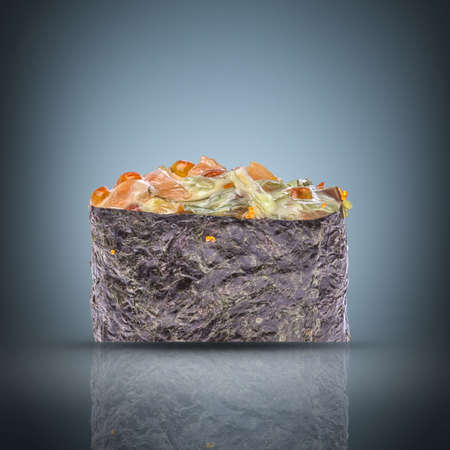sushi roll on blue background の写真素材