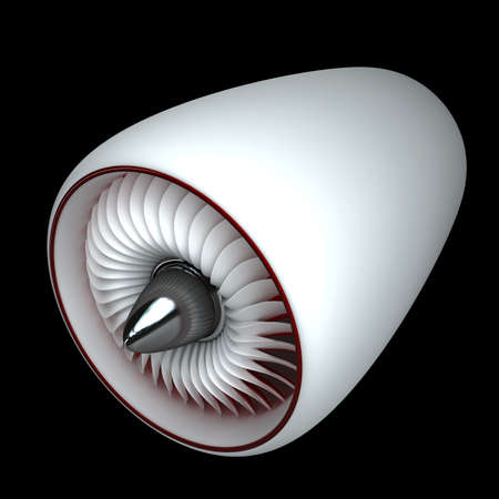 3d Jet engine isolated on black background High resolution 