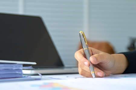 business female working with document at office buildingの写真素材