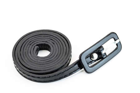 Black leather belt isolated white background