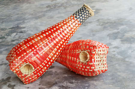 Fishing trap made from bamboo woodの写真素材