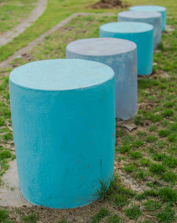 Exercise equipment in public parkの写真素材