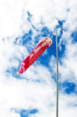 Japanese koi carp wind socks blow in the windの写真素材