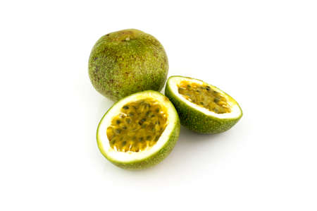 Passion fruit isolated on white の写真素材