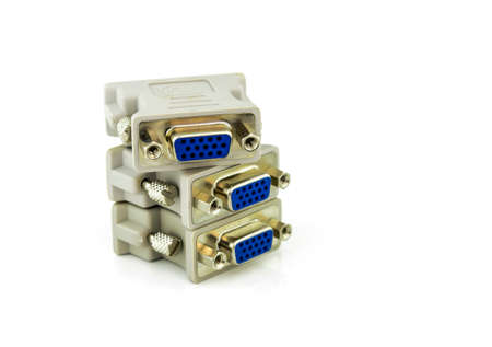 VGA to DVI display converter on white の写真素材