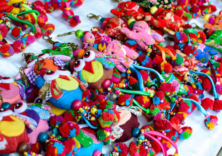 Handmade dolls sold at the street market in Chiang mai ; Thailandの写真素材