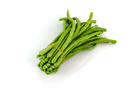 chopped Cow pea beans on a white 