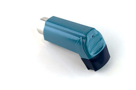 Bronchodilator inhaler using in Asthma patient on white background.