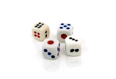 Four dice on white background
