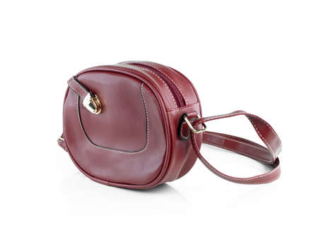 luxury leather female bag isolated on white backgroundの写真素材