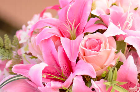 Close up of artificial flower bouquet.の写真素材