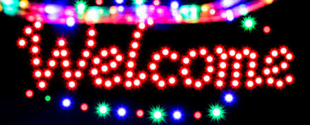 Abstract background with bokeh defocused lights. Welcomeの写真素材