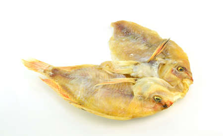 Dried fish on white background