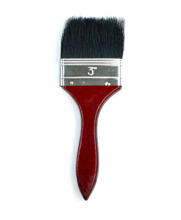 Red paint brush isolated on a white backgroundの写真素材