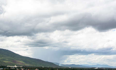 White cloud in the sky with mountainの写真素材