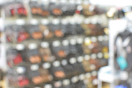 blurred background of unidentified products in a supermarketの写真素材