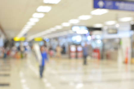 blur background futuristic Chiang Mai Airport interior people in motion blurの写真素材