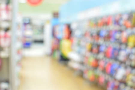 Blurred background : Supermarket store blur background ,Product shelfの写真素材