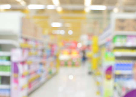 Supermarket in blurry , product shelfの写真素材