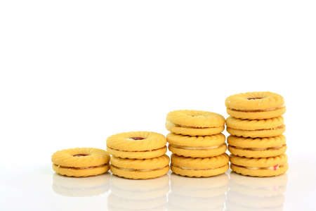 cookies with jam on white background