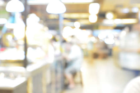 Blurred background : People in Restaurant blur background with bokehの写真素材