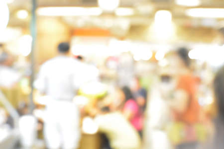 Blurred background : People in Restaurant blur background with bokehの写真素材