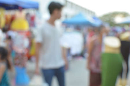 blur crowd on the outdoor market and abstract blur backgroundの写真素材