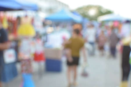 blur crowd on the outdoor market and abstract blur backgroundの写真素材