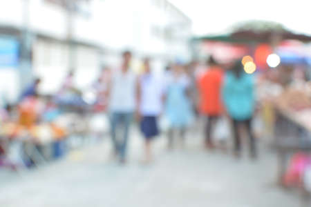 blur crowd on the outdoor market and abstract blur backgroundの写真素材