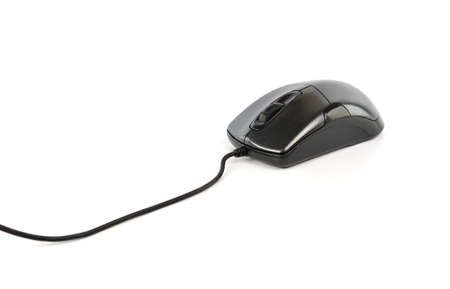 black mouse on white backgroundの写真素材