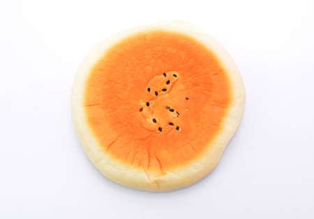 Sprinkle poppy bread on white backgroundの写真素材