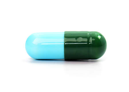 pills capsules isolated on white backgroundの写真素材