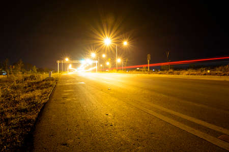 street lights at night in Chiangmai Thailand , with Lens Flareの写真素材