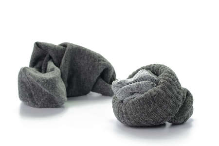 gray socks on white backgroundの写真素材
