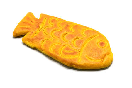 fish shape dessert on white backgroundの写真素材