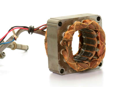 copper coil of electrical motor Isolated on white