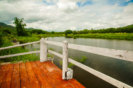 Landscape with beside river on cloudy days