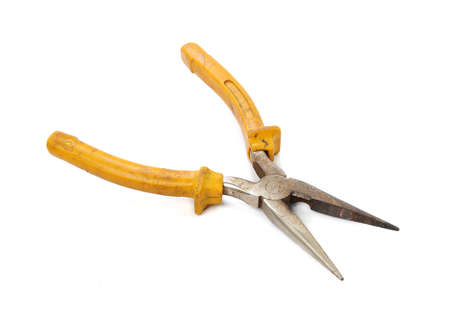 Old pliers isolated on white backgroundの写真素材