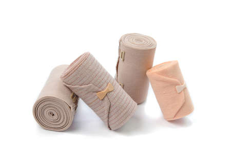 Medical bandage roll isolated on white backgroundの写真素材