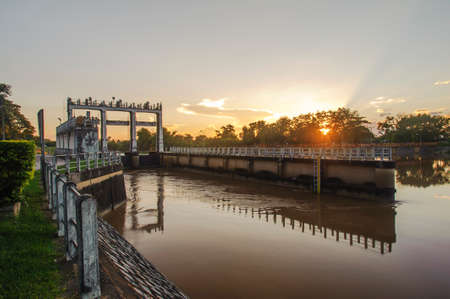 sunset Weir at Chiang mai province, Thailand.