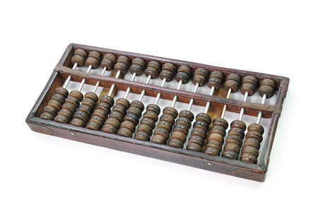 old wooden abacus isolated on white background